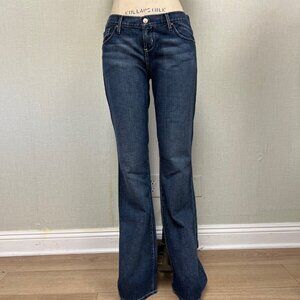 NWOT Y2K 2000s People of the World Rhinestone Flared Denim Jeans 31